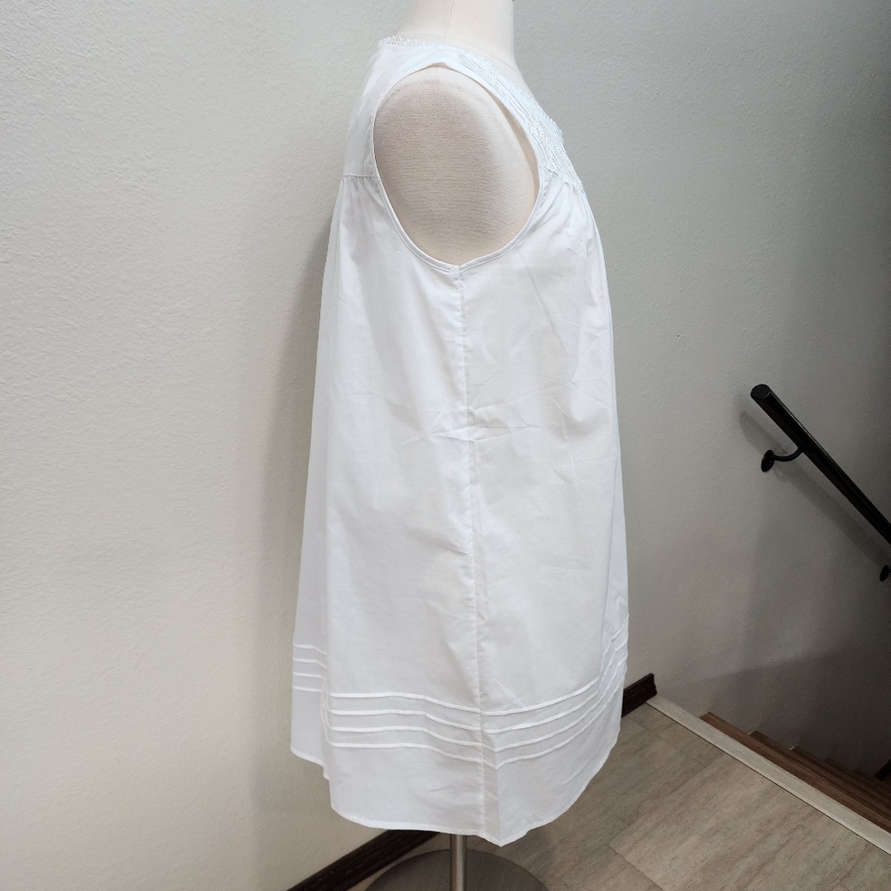 Eileen West Cotton Daisy Lace-Trim Nightgown Pin Tuck Mother of Pearl Buttons - Picture 9 of 11